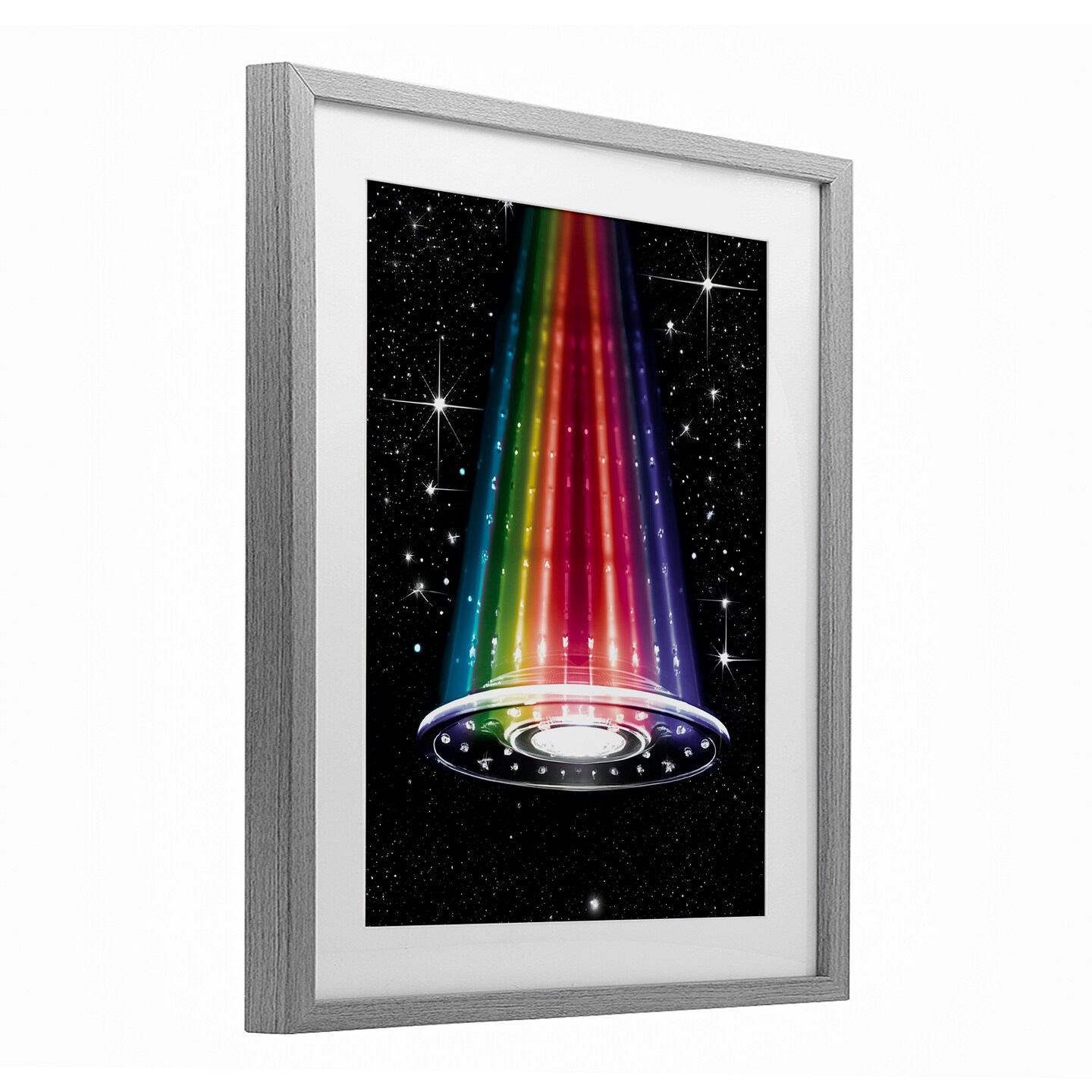 Stupell Industries Rainbow Galaxy UFO Framed Print Under Glass, design by Sasha