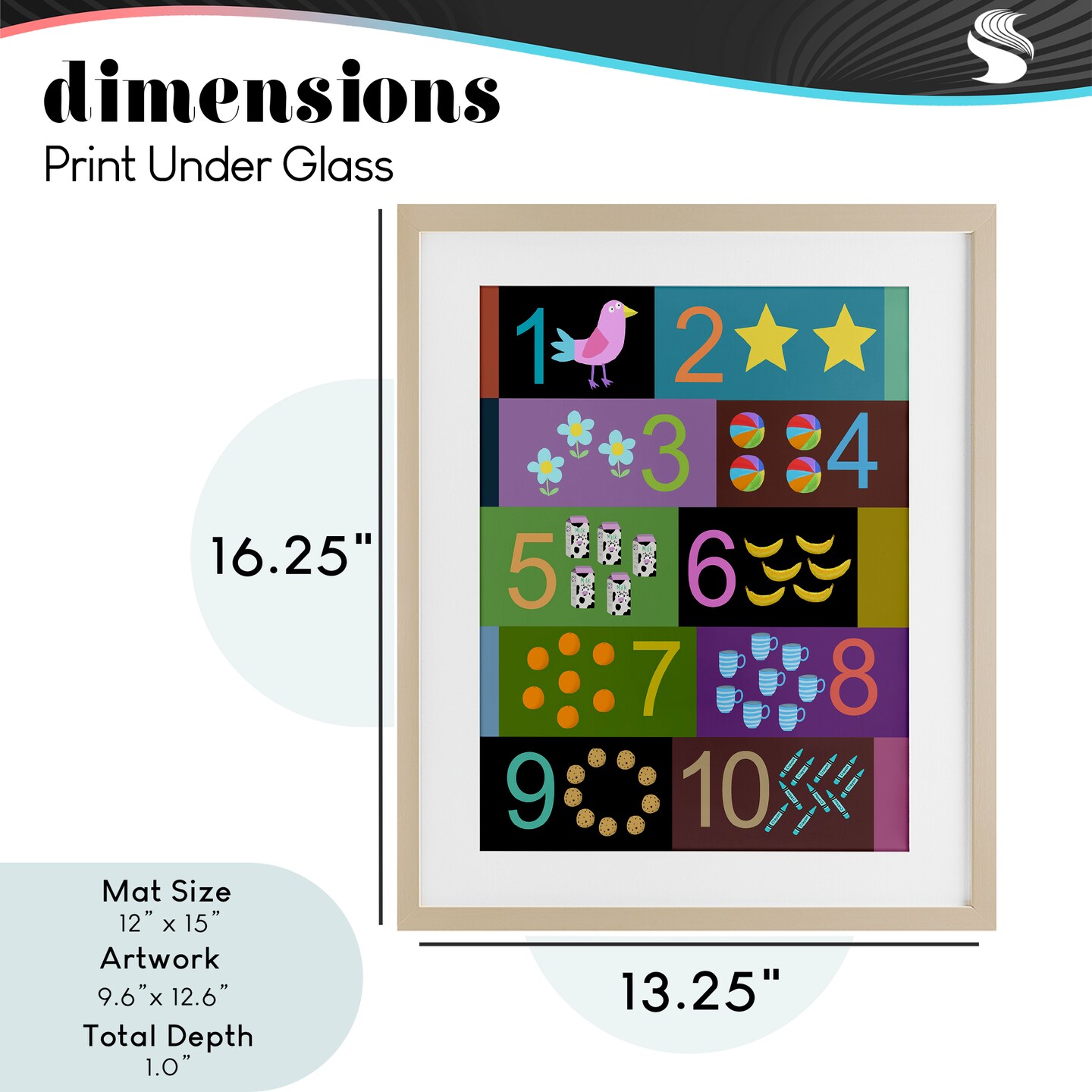 Stupell Industries Learning To Count Chart Framed Print Under Glass, design by Carla Daly