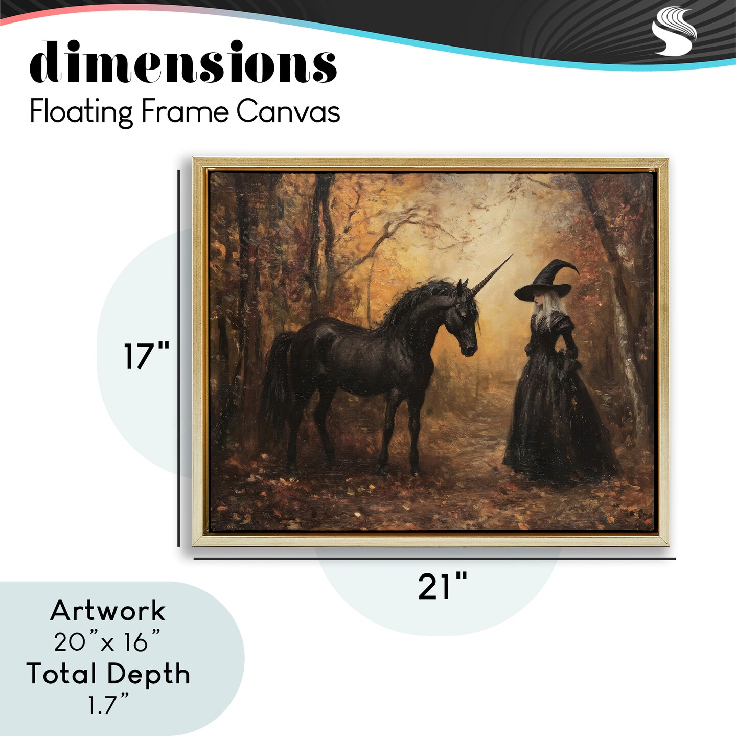 Stupell Industries Witch & Black Unicorn Floating Frame, design by Arlington Prints