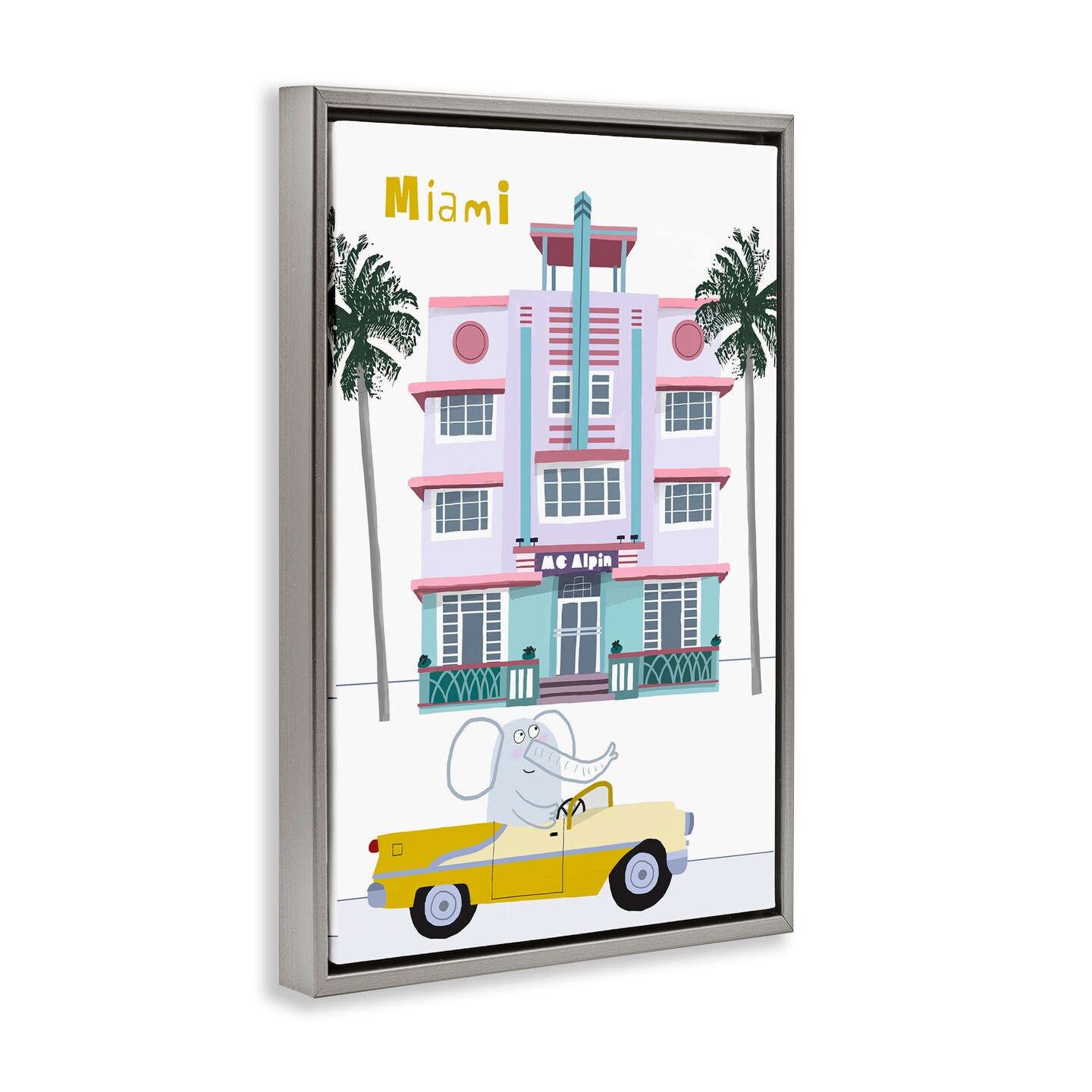 Stupell Industries Elephant & Miami Hotel Floating Frame, design by Carla Daly