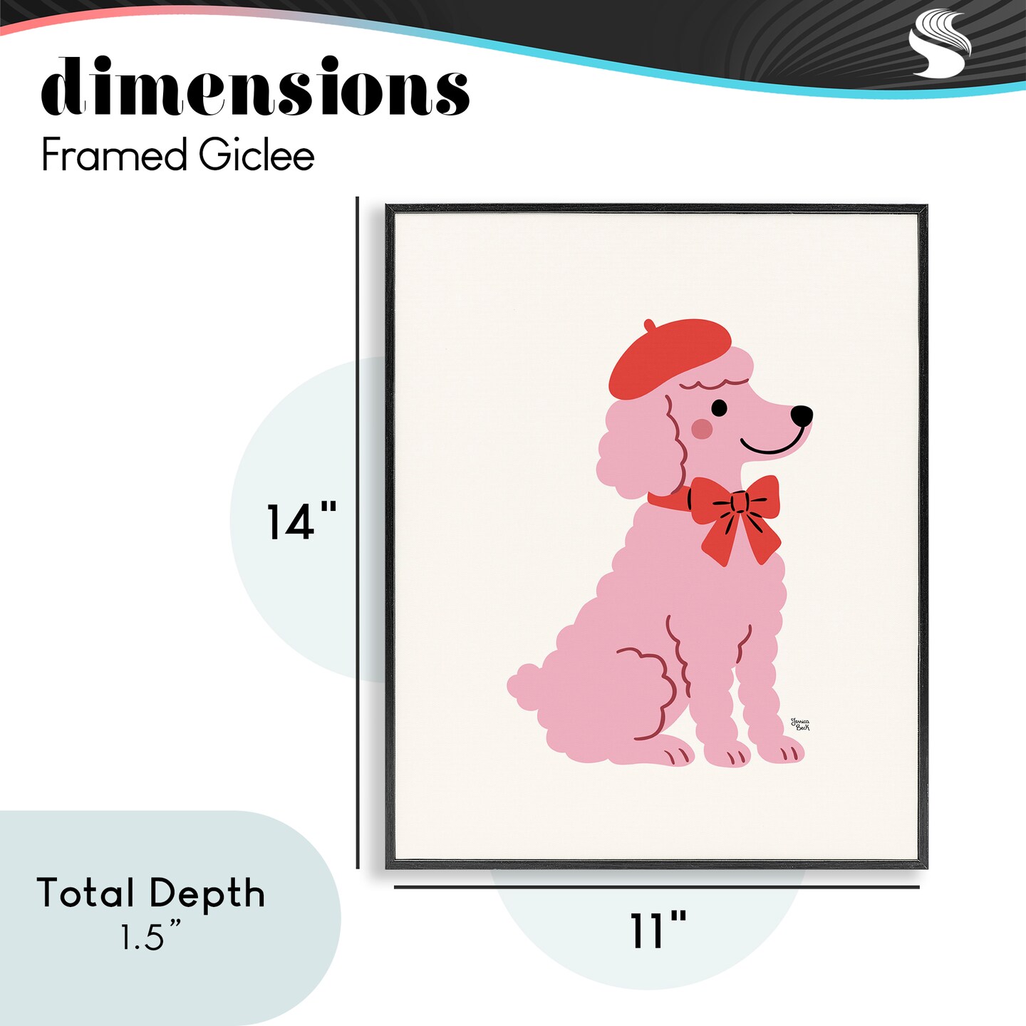 Stupell Industries French Poodle in Beret Framed Giclee, design by Jessica Beck