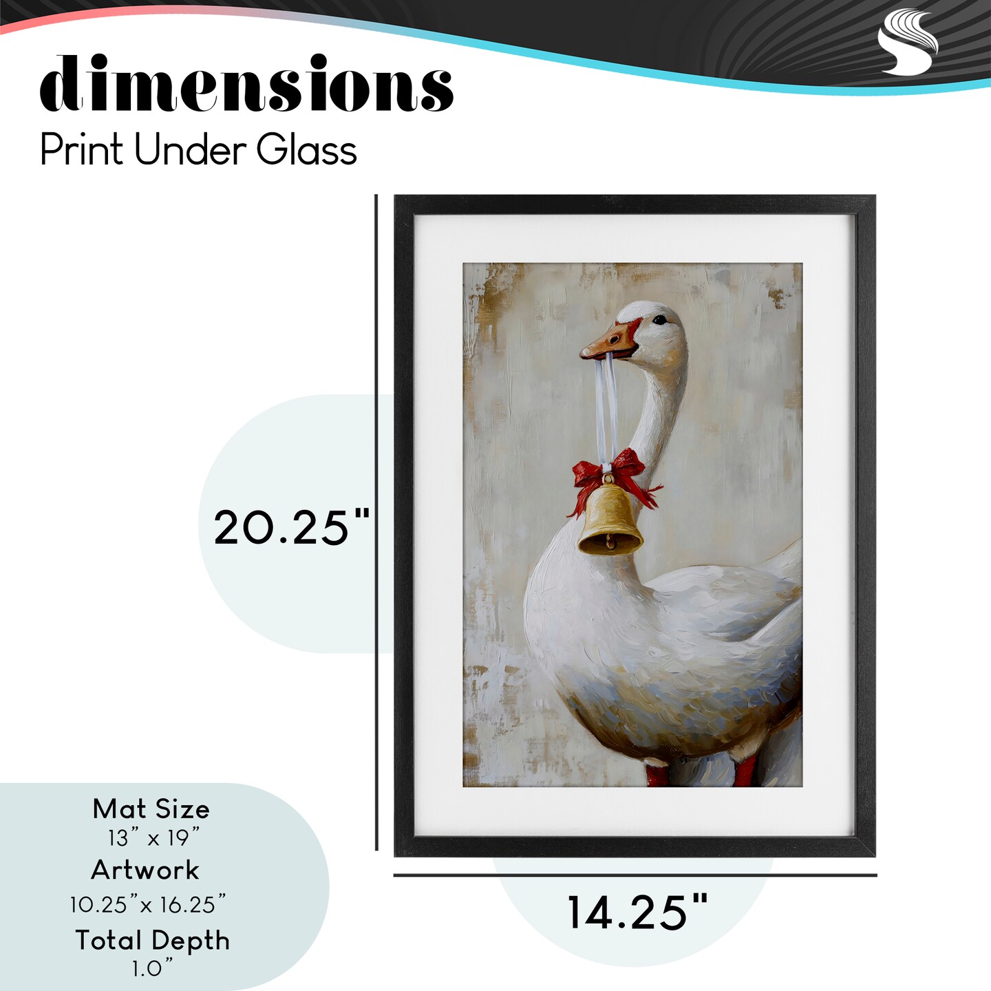 Stupell Industries Festive Jingle Goose Framed Print Under Glass, design by Petal Prints Design