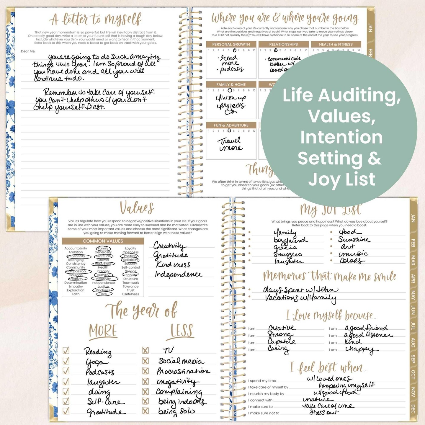 bloom daily planners 2026 Hard Cover Weekly & Monthly Planner, 8.5" x 11", Blue & White Floral