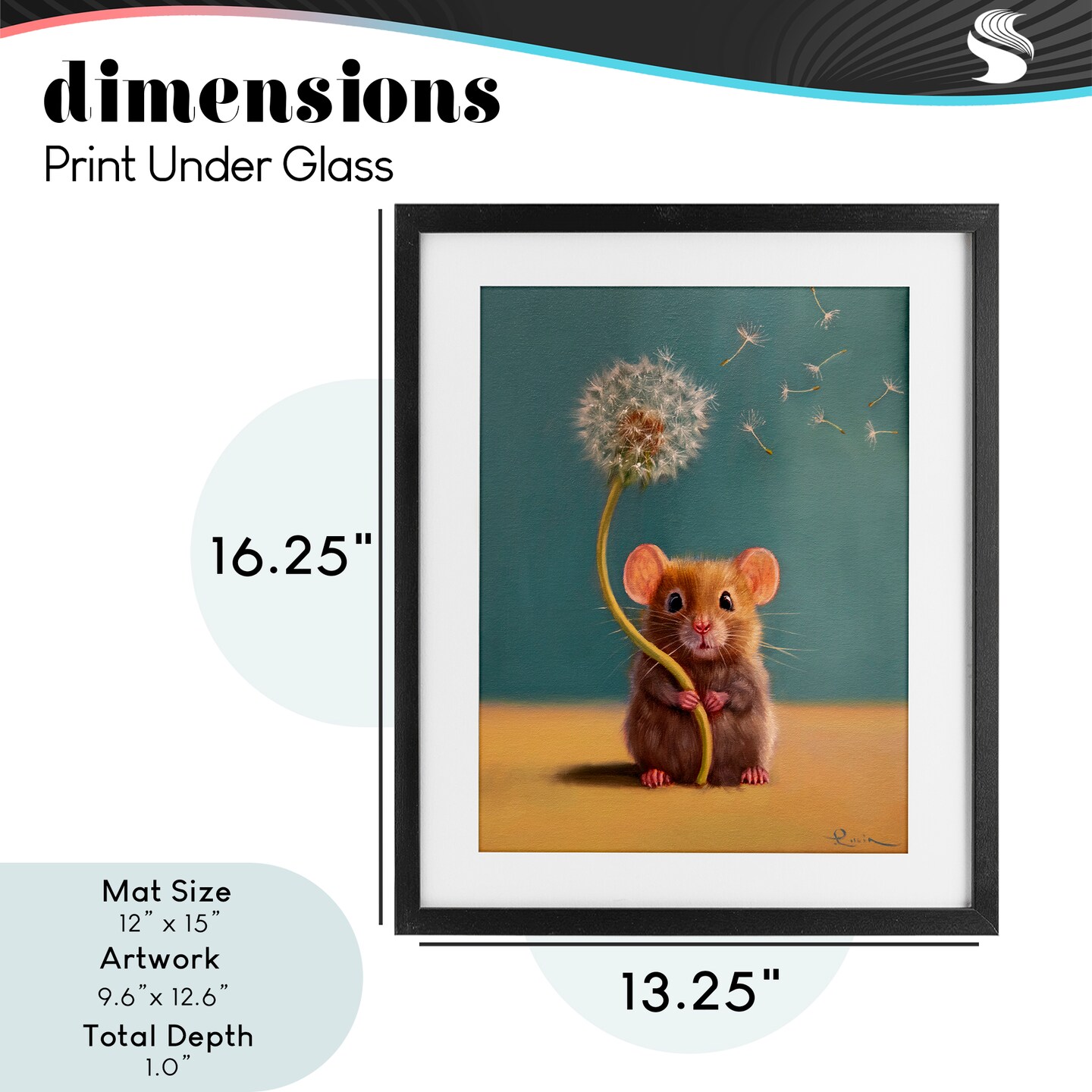 Stupell Industries Tiny Wishes Mouse & Dandelion Framed Print Under Glass, design by Lucia Heffernan