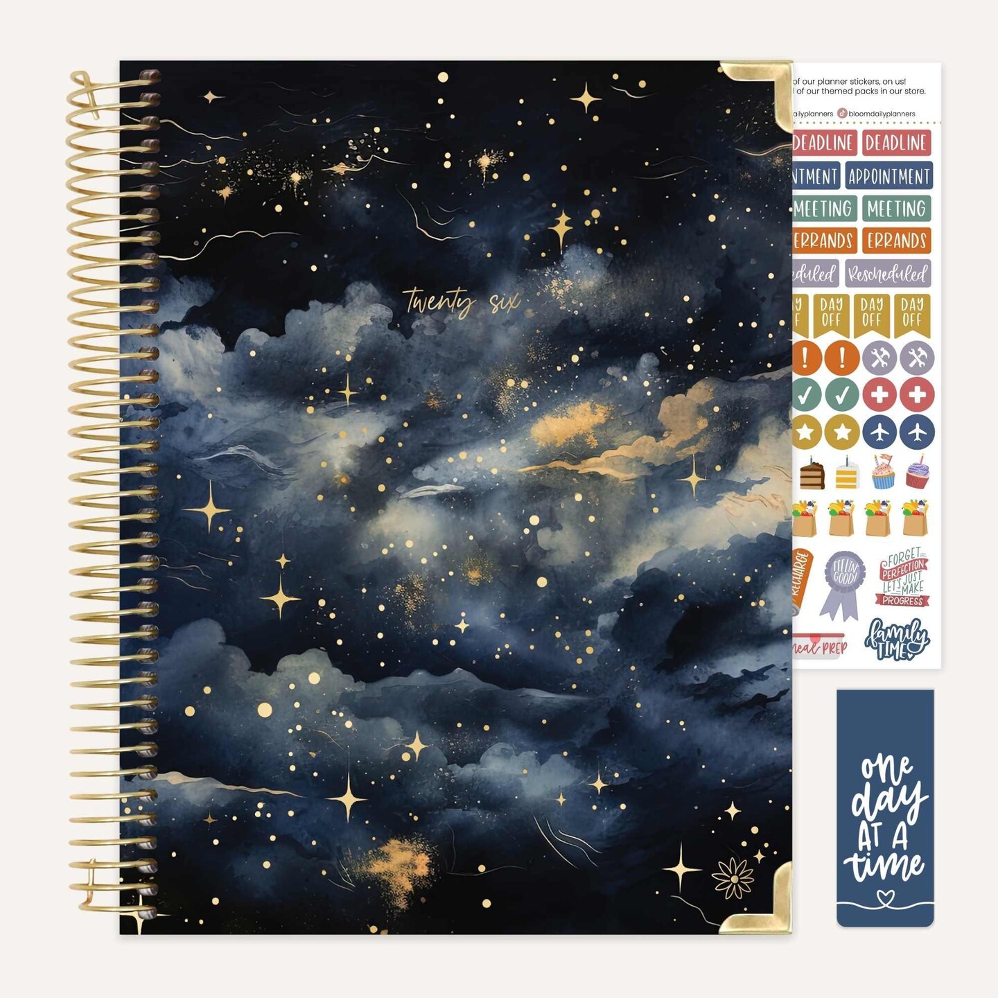 bloom daily planners 2026 Hard Cover Weekly & Monthly Planner, 8.5" x 11", Midnight Sky