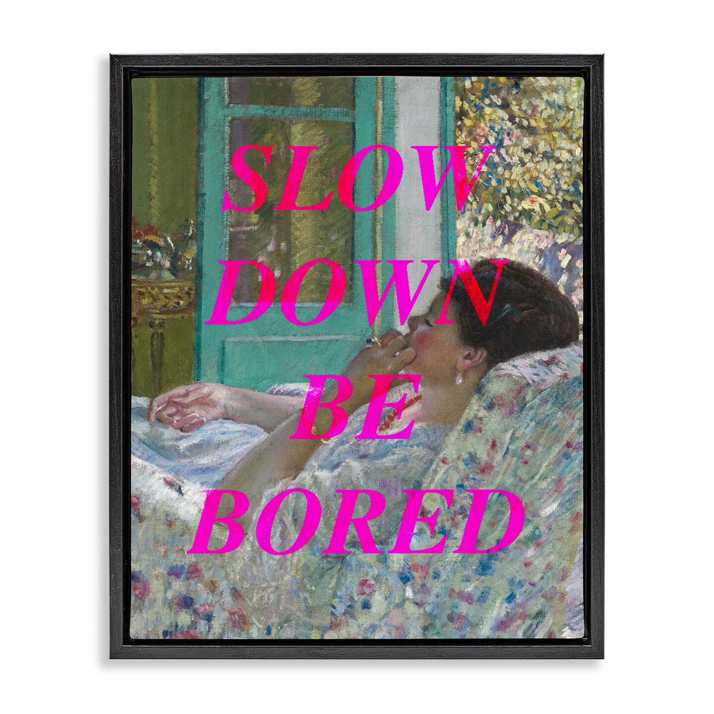 Stupell Industries Slow Down Be Bored Classic Floating Frame, design by Lil' Rue