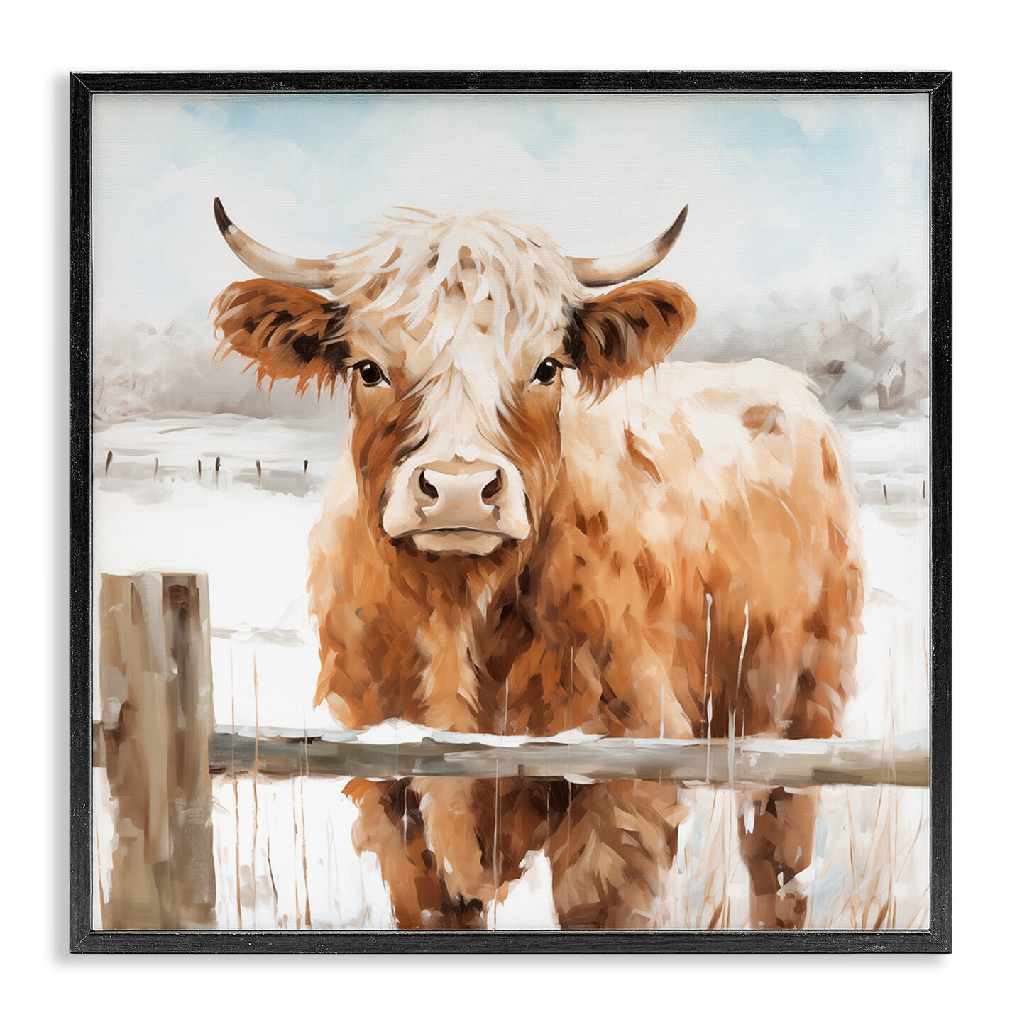 Stupell Industries Cattle at Snowy Fence Framed Giclee, design by Heidi Kuntz