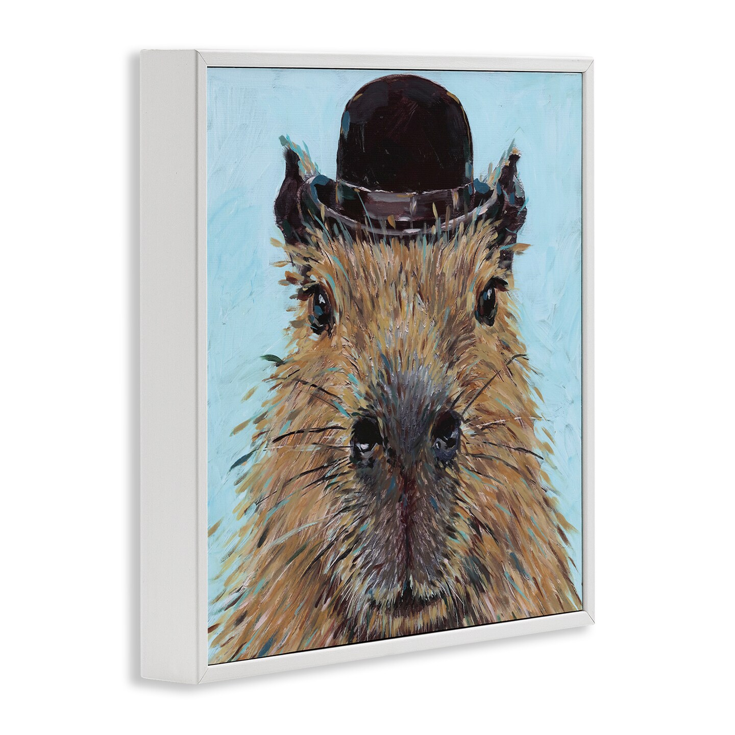 Stupell Industries Closeup Capybara with Hat Framed Giclee, design by Studio Bautista