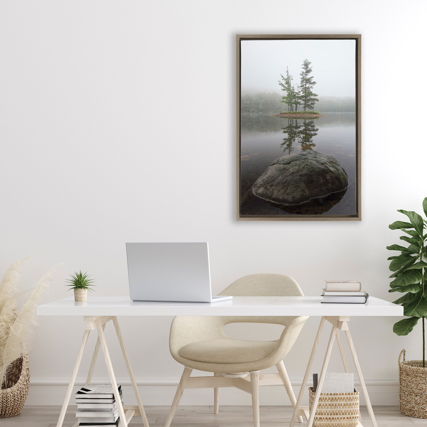 Stupell Industries Duo Trees Lake Reflection Floating Frame, design by James Rodewald