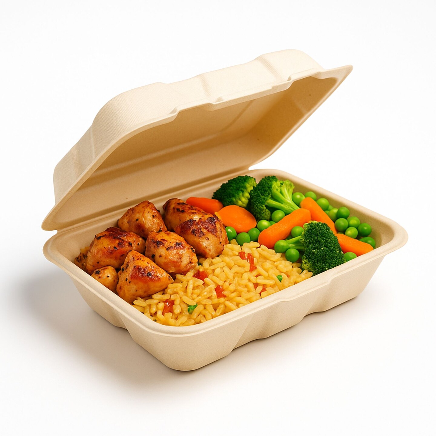 Greener Settings 75-Pack Compostable 9x6 Inch Clamshell Food Containers, Disposable Heavy-Duty Bagasse To-Go Boxes, Microwavable, Recyclable, Freezer Safe for Nachos, Wings, Cookies, Meals