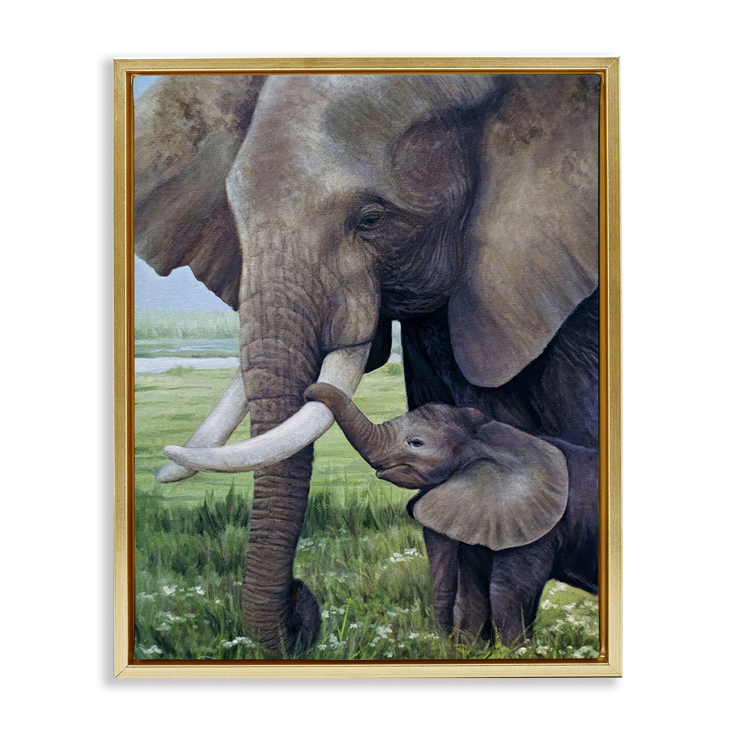 Stupell Industries Baby Elephant And Mother Floating Frame, design by James Corwin