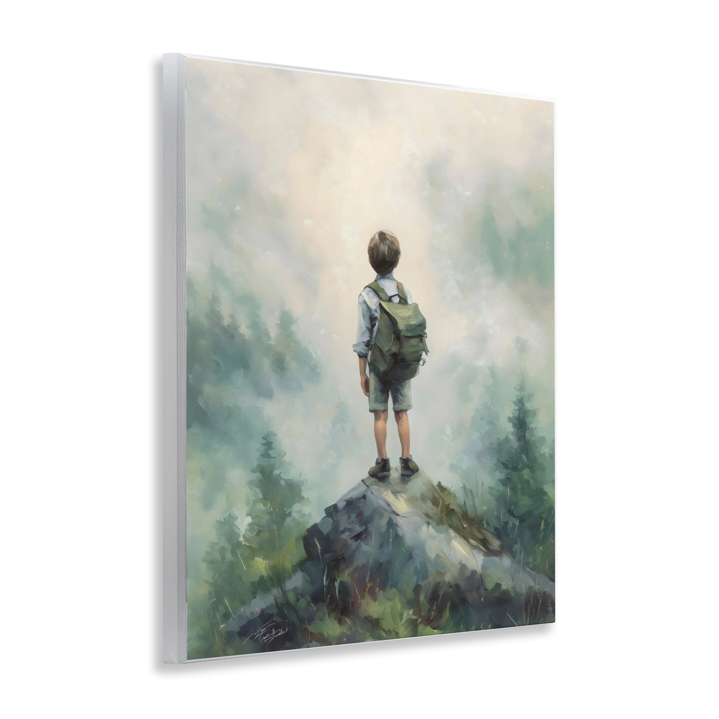Stupell Industries Boy Adventurer Atop Mountain Wall Plaque, design by Arlington Prints