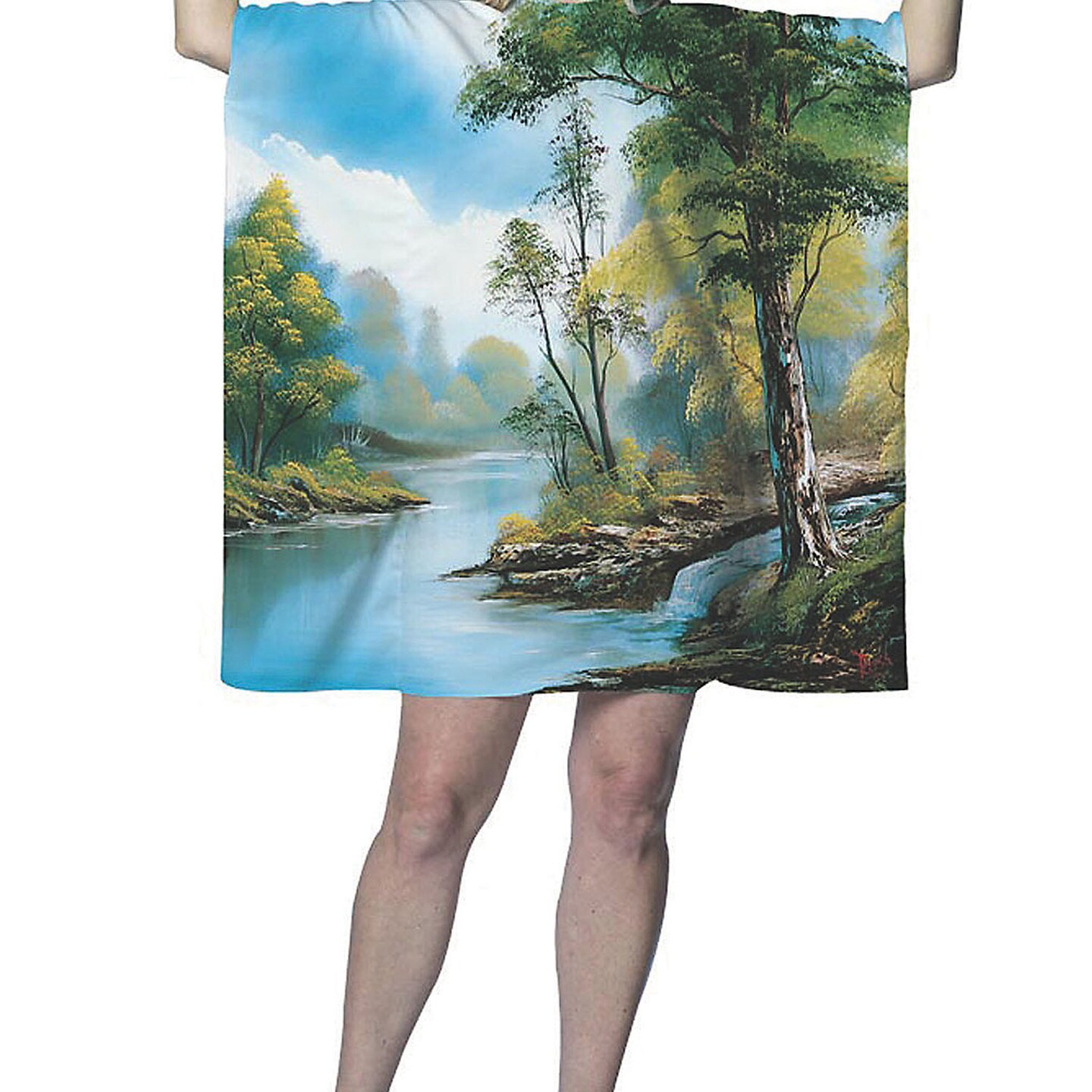 Bob Ross Inspired Painting Halloween Dress Costume for Women with Landscape