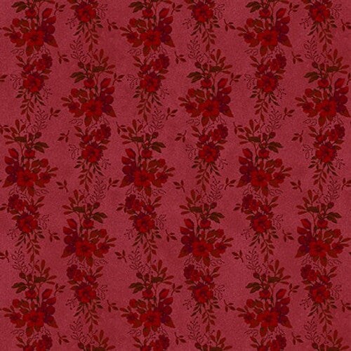 Fabric Henry Glass Red Floral Stripes Flossie's Flowers by the Quarter Yard 3370-88