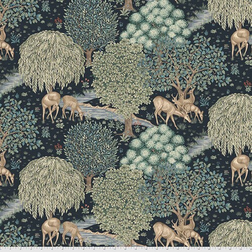 Fabric FreeSpirit Morris & Co. Indigo The Brook by the Quarter Yard PWWM051.INDIGO