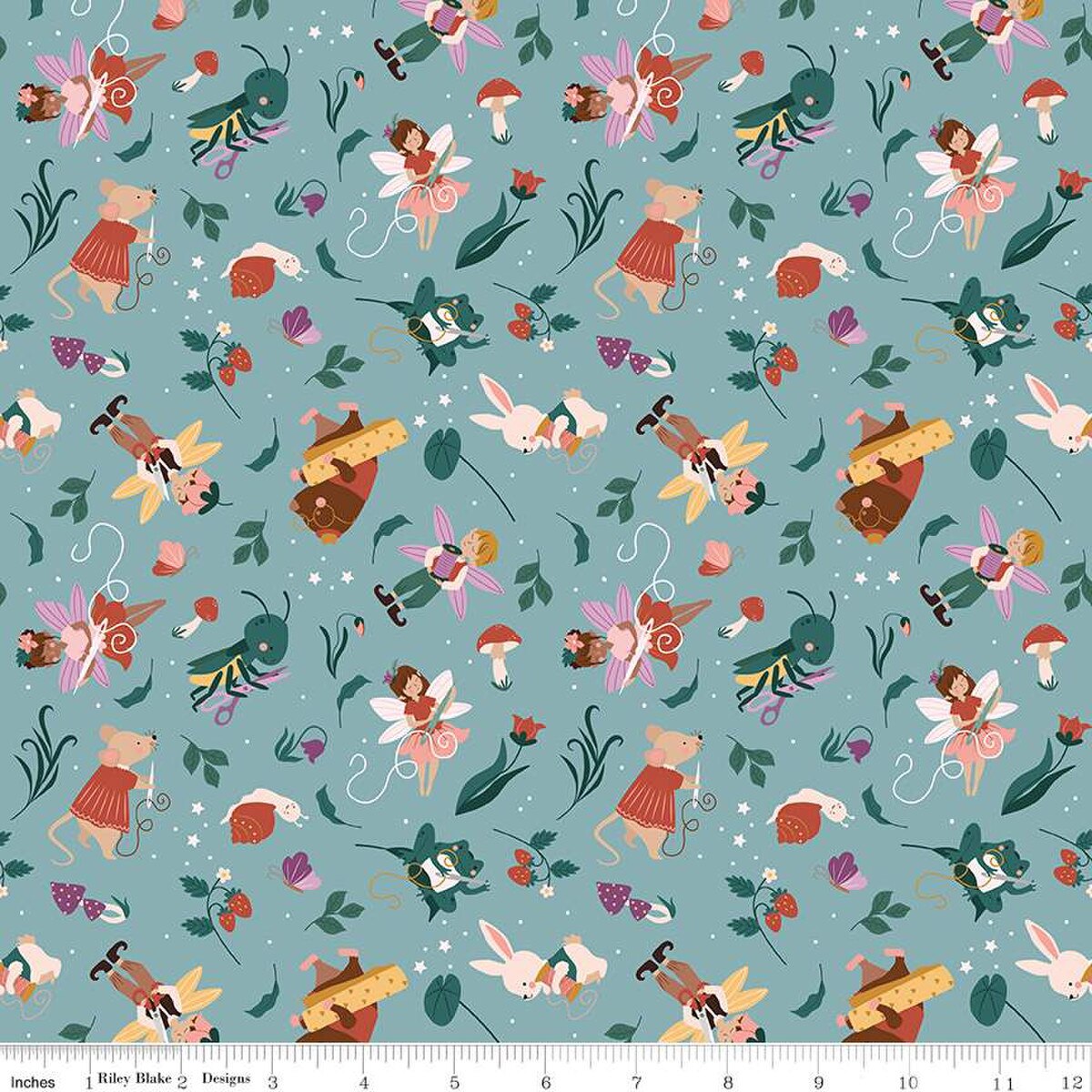 Fabric Riley Blake Mist Sewing Fairies Thimbelina & the Sewing Fairies by the Quarter Yard CD16861-MIST