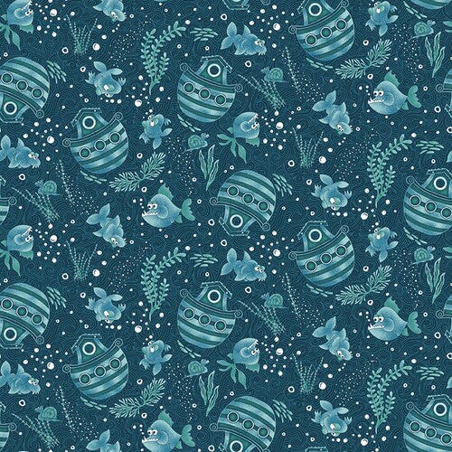 Fabric Henry Glass Blue Tonal Ark Two by Two by the Quarter Yard 1751-77