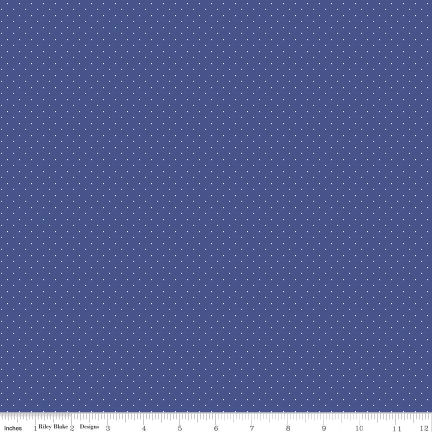 Fabric Riley Blake Marine American Jane Pindots by the Quarter Yard C840-MARINE