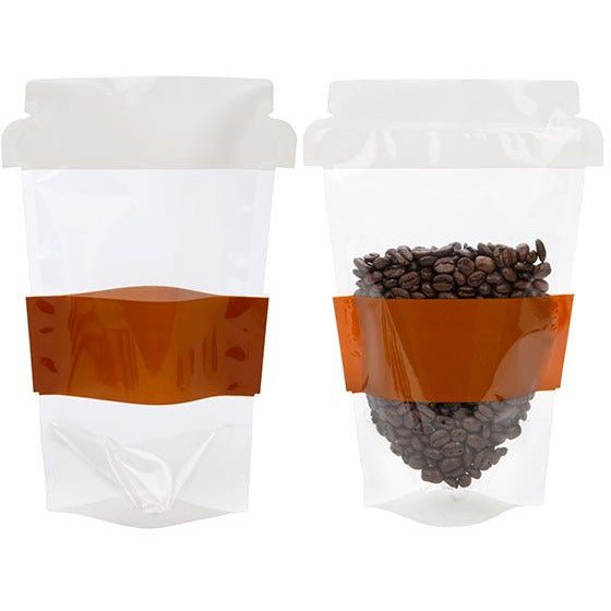 Coffee Cup Shaped Pouch - 6" x 3 1/2" x 9" - Pack of 10 - Clearance