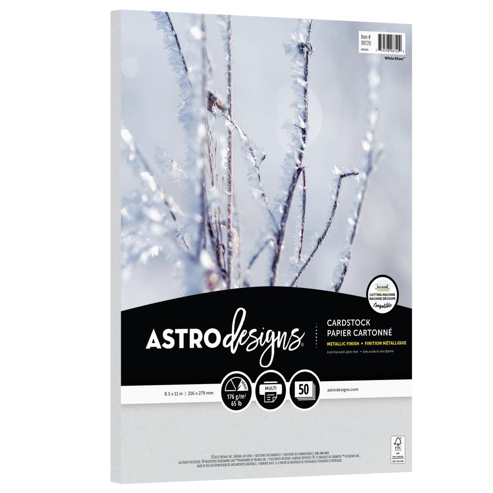 Neenah Astrodesigns 65lb Metallic Cardstock 8.5"x11" 50/pkg - White Silver
