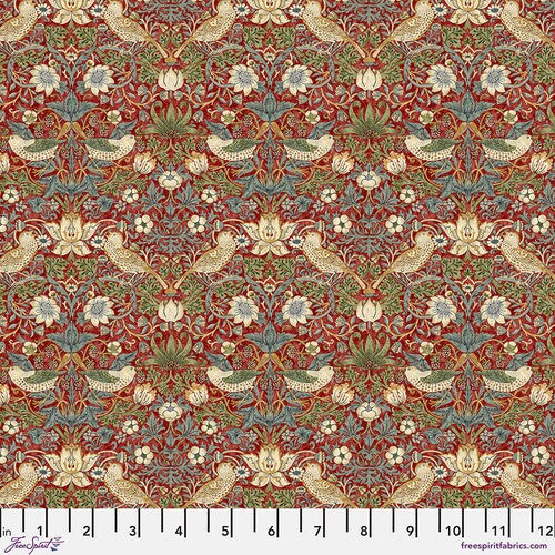 Fabric FreeSpirit Morris & Co. Red Mini Strawberry Thief by the Quarter Yard PWWM002.REDXX