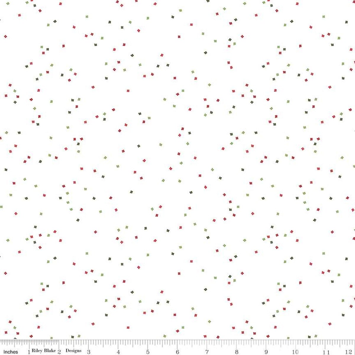 Fabric Riley Blake Basics Santa Claus Blossom on White by the Quarter Yard C730-SANTACLAUS