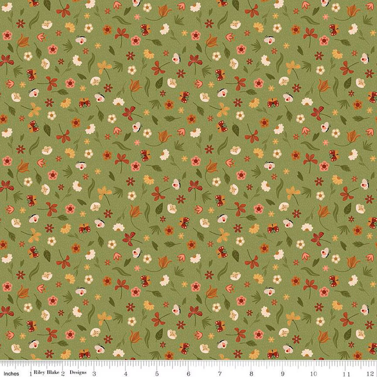 Fabric Riley Blake Grass Bloom & Grow Created with Love by the Quarter