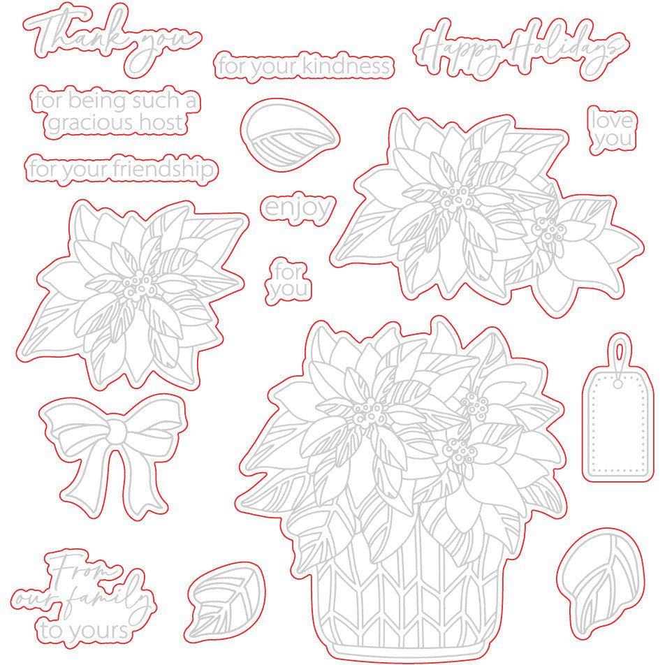 Potted Poinsettias - Honey Cut - Coordinating Dies - Retiring