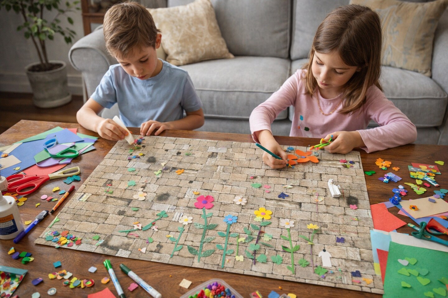 Jerusalem Stone Wall Oaktag 19" x 27" – Decorative Poster Board for Classroom Bulletin Boards, Jewish Holiday Displays & Stage Backdrops