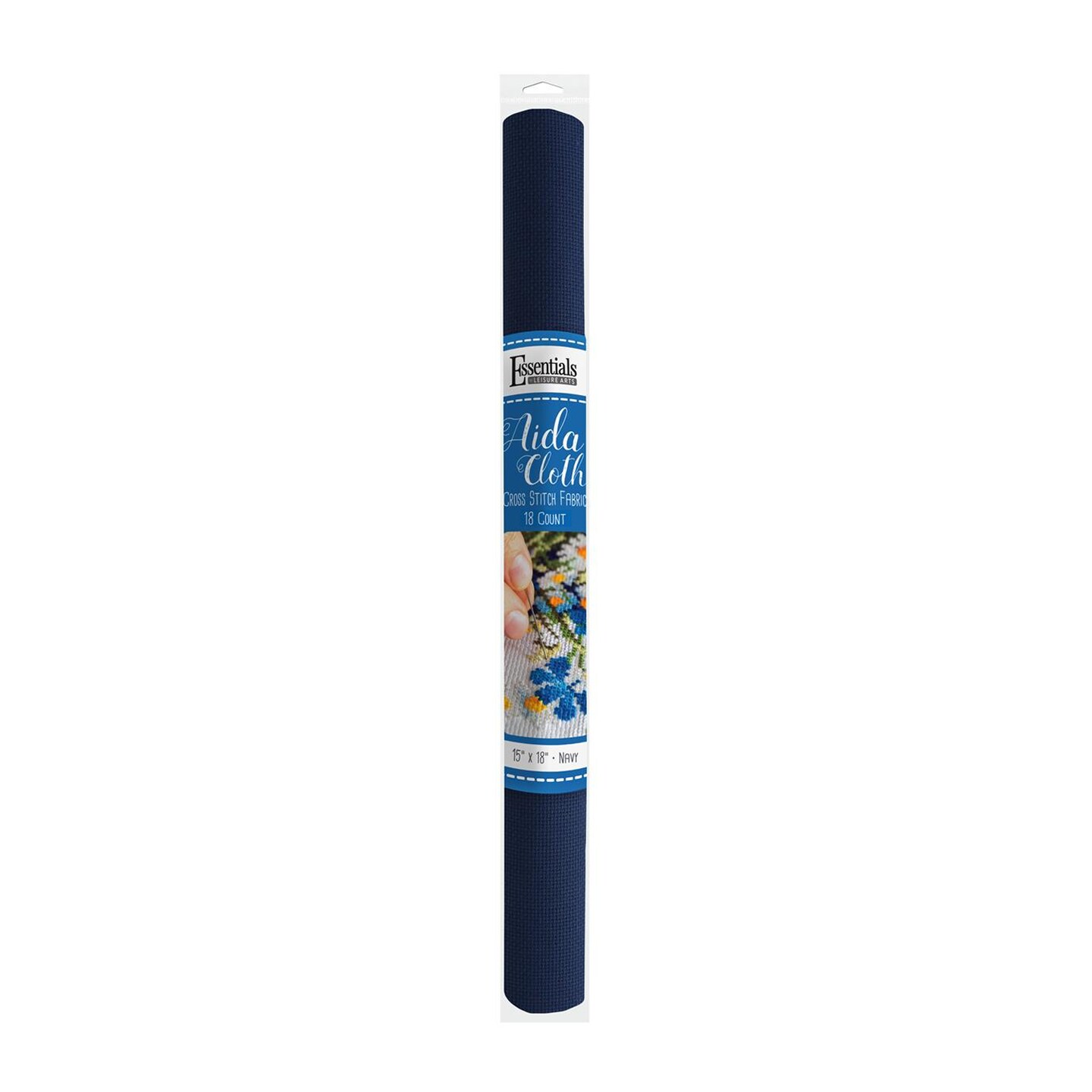 Essentials By Leisure Arts Aida Cloth, 18 count, 15" x 18", Navy cross stitch fabric for embroidery, cross stitch, machine embroidery and needlepoint