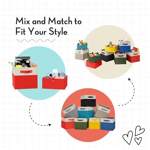 2pc Folding Storage Bins Set - 10.5&#x201D; Bin Organizers with Handles - Black Closet Organizers &#x26; Storage for Toys, Games, Shoes - Foldable Cube Storage Organizer Bins for Playroom, Nursery