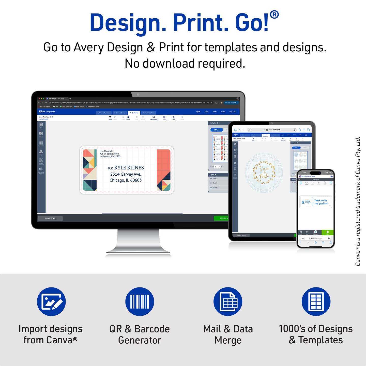 Avery Half-Sheet Printable Shipping Labels, 5.5&#x22; x 8.5&#x22; Customizable Stickers, White, 1,000 Blank Mailing Labels for Laser Printers (95900)
