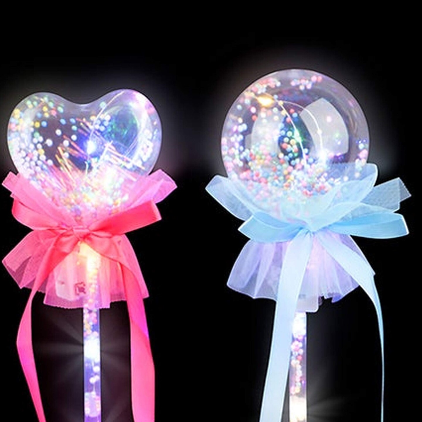 Light Up Bubble Beaded Wand 14" – 3 Function LED Toy (Assorted Colors)