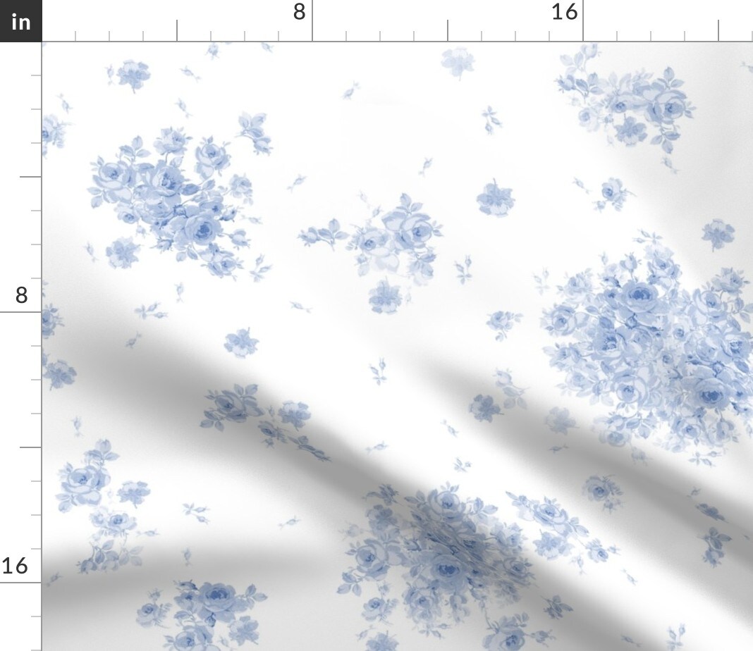 Blueberry Flowers Floral Romantic Swedish Blue White Cottage Custom Printed Fabric by Spoonflower Various Fabrics by the Yard or Fat Quarter