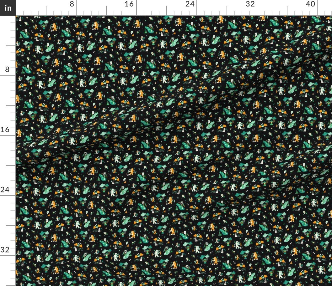 Various Fabrics by the Yard or Fat Quarter Small Scale Monsters Cute Cryptids Bigfoot Mothman Nessie Haunted Yeti Custom Printed Fabric by Spoonflower