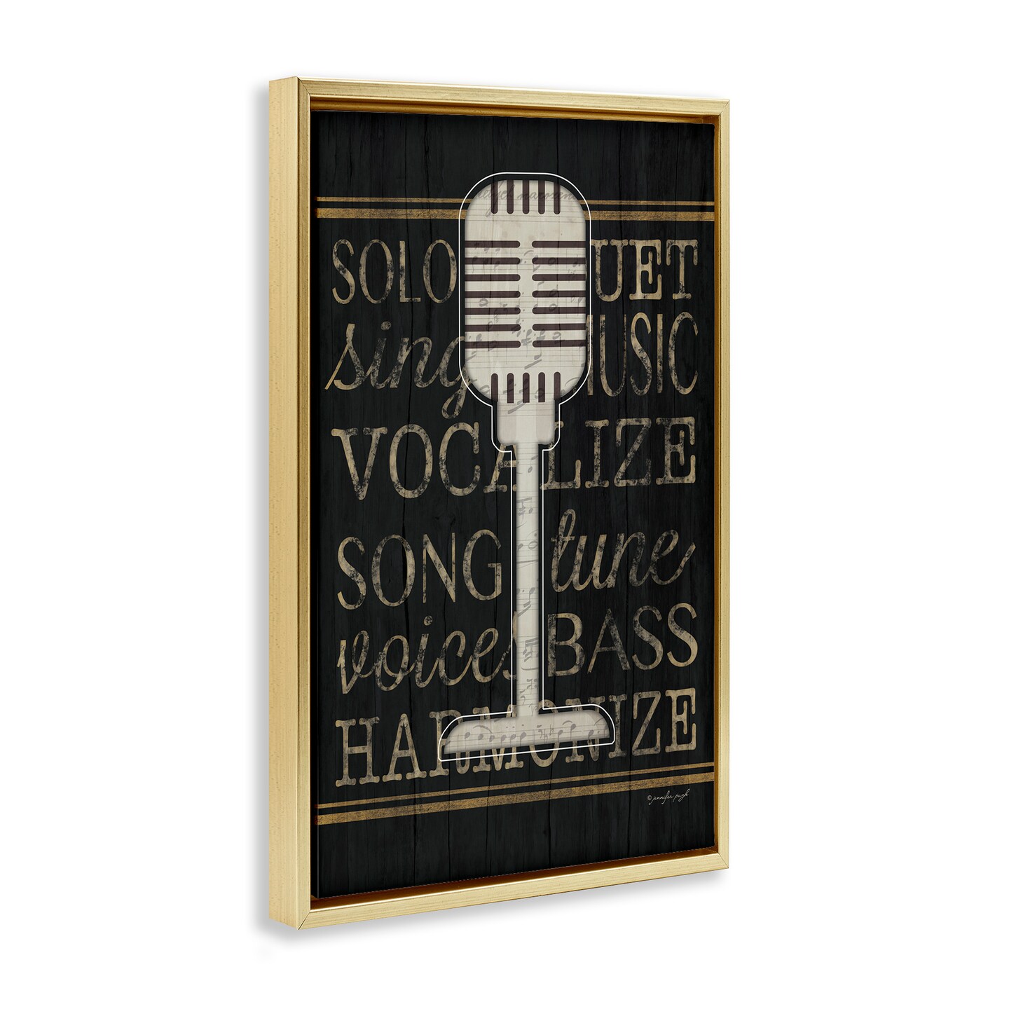 Stupell Industries Microphone Music Motif Floating Frame By Jennifer Pugh