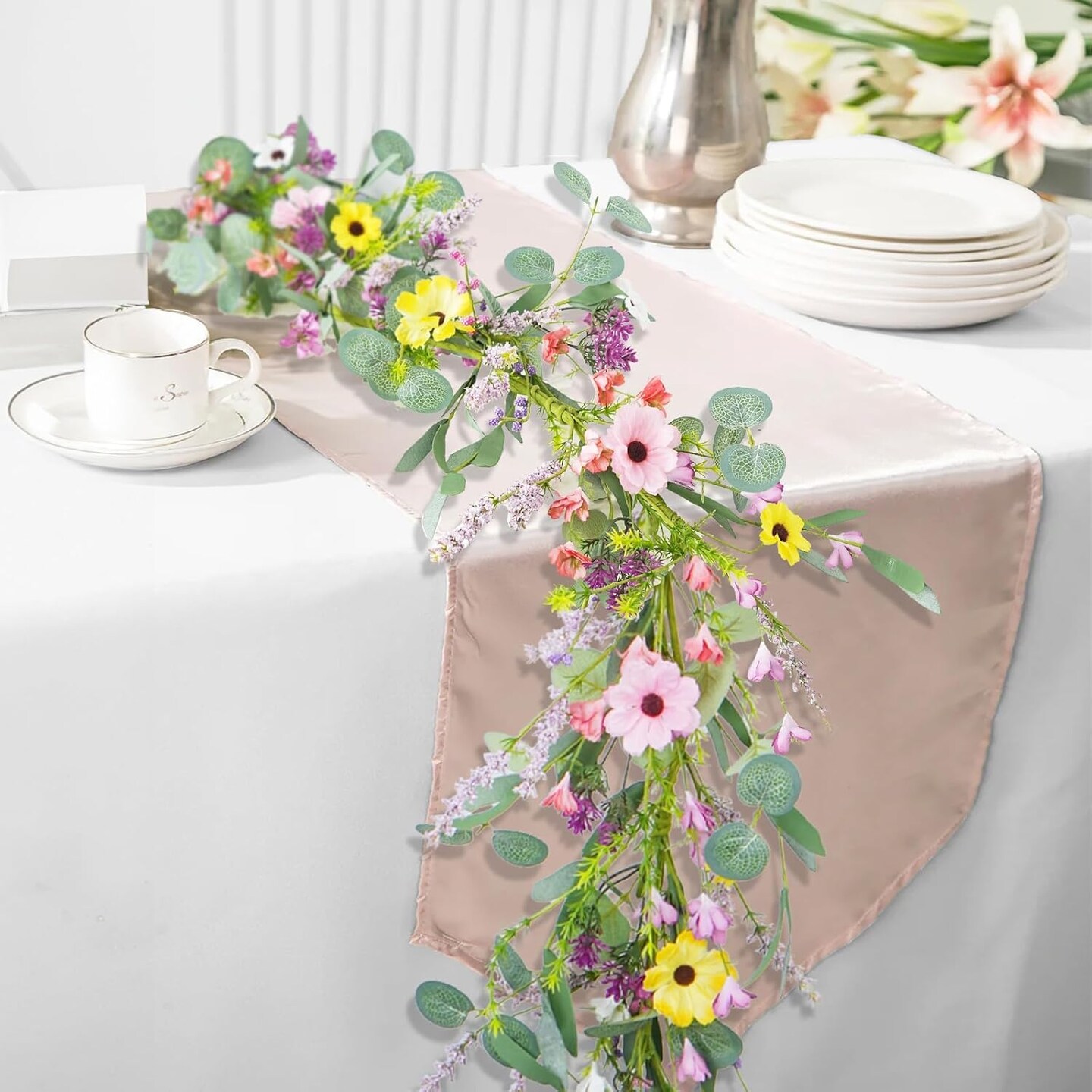6.5Ft Daisy Garland Spring Flowers Garland Wildflower Garland (1 Pcs)