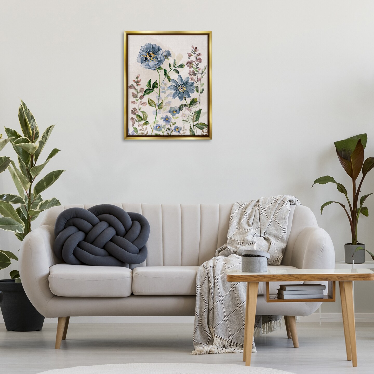 Stupell Industries Blushing Blue Garden Flowers Floating Frame By Sally Swatland
