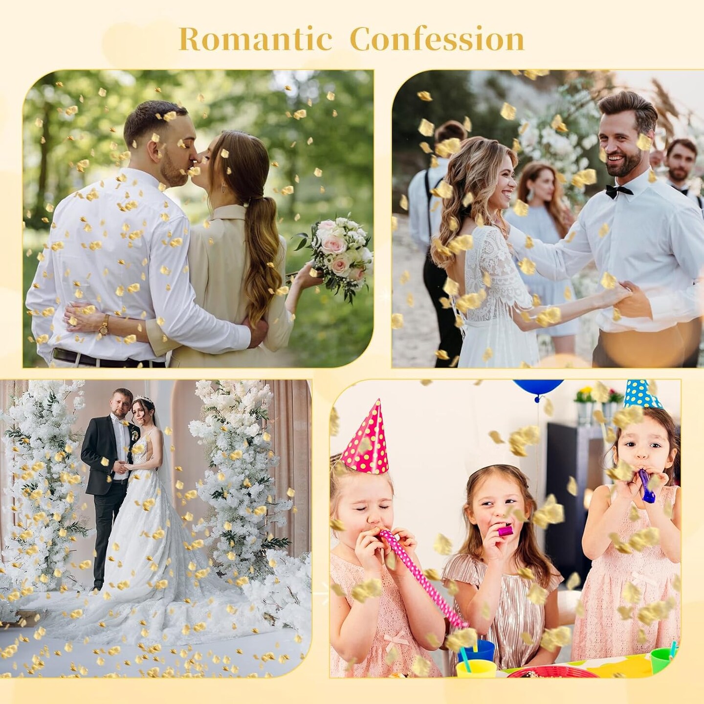 300PCS Fake Rose Petals Gold Silk