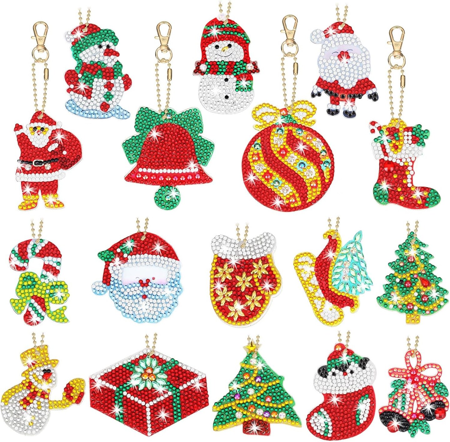 17 Pieces Double Sided Christmas Diamond Art Ornaments