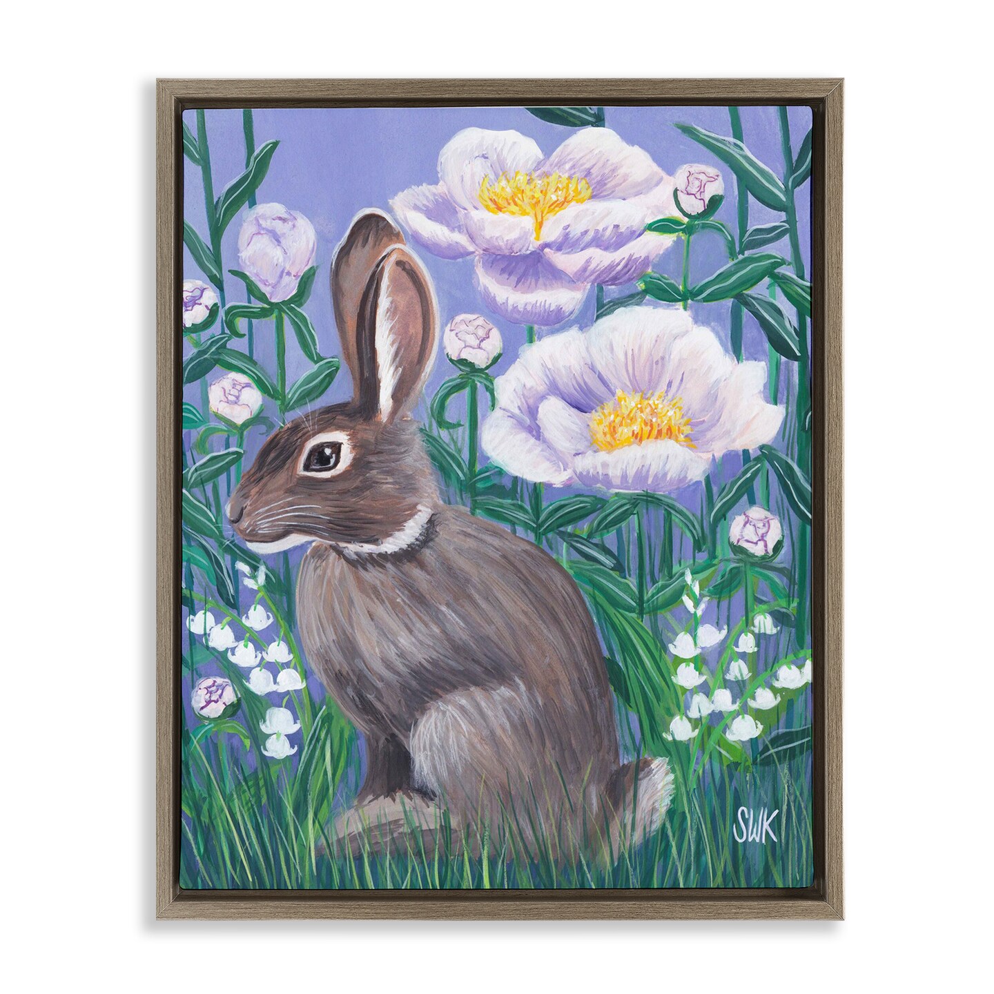 Sarah Walton Rabbit Stupell Industries Cottontail Rabbit at Dusk Floating Frame By Sarah ...