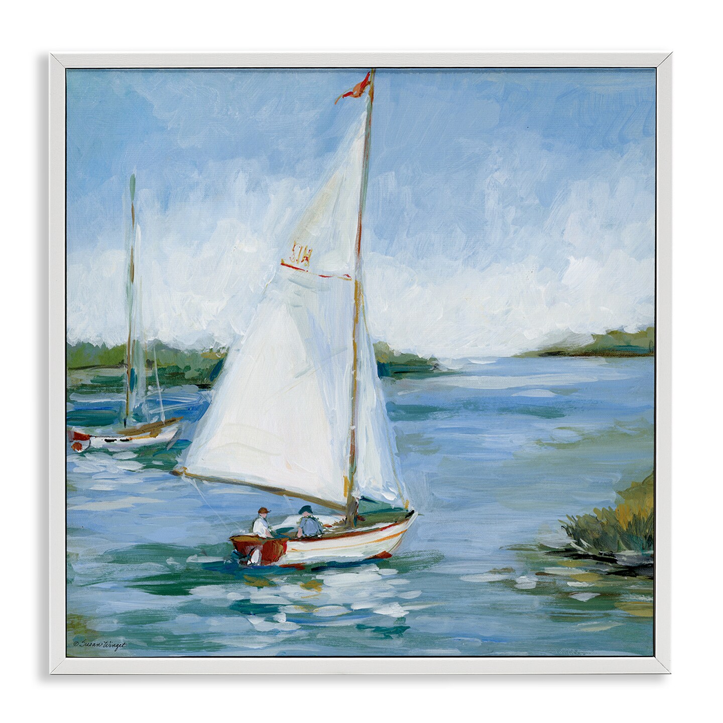 Stupell Industries Two Men on Sailboat Framed Giclee By Susan Winget ...