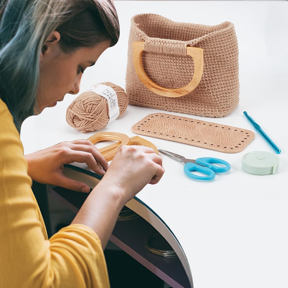 Crochet Handbag Making Kit with Leather Bottom