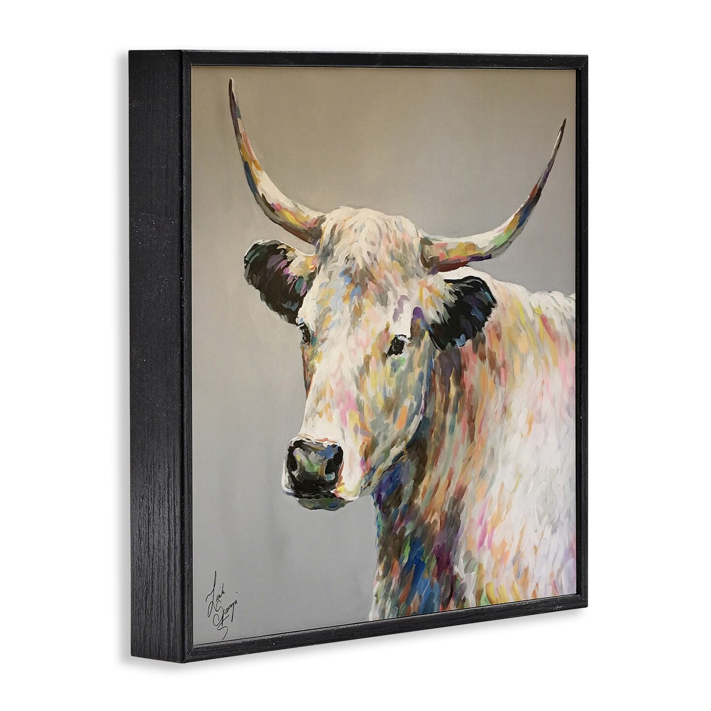 Stupell Industries Raymond White Cow Painting Framed Giclee By Linda Sperruzzi