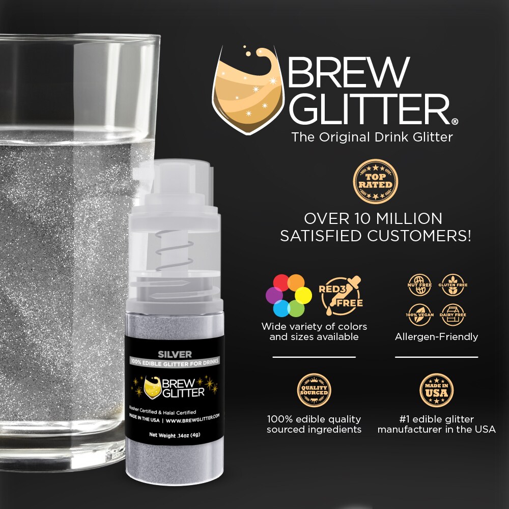 Silver Edible Glitter Spray Pump | Brew Glitter&#xAE;