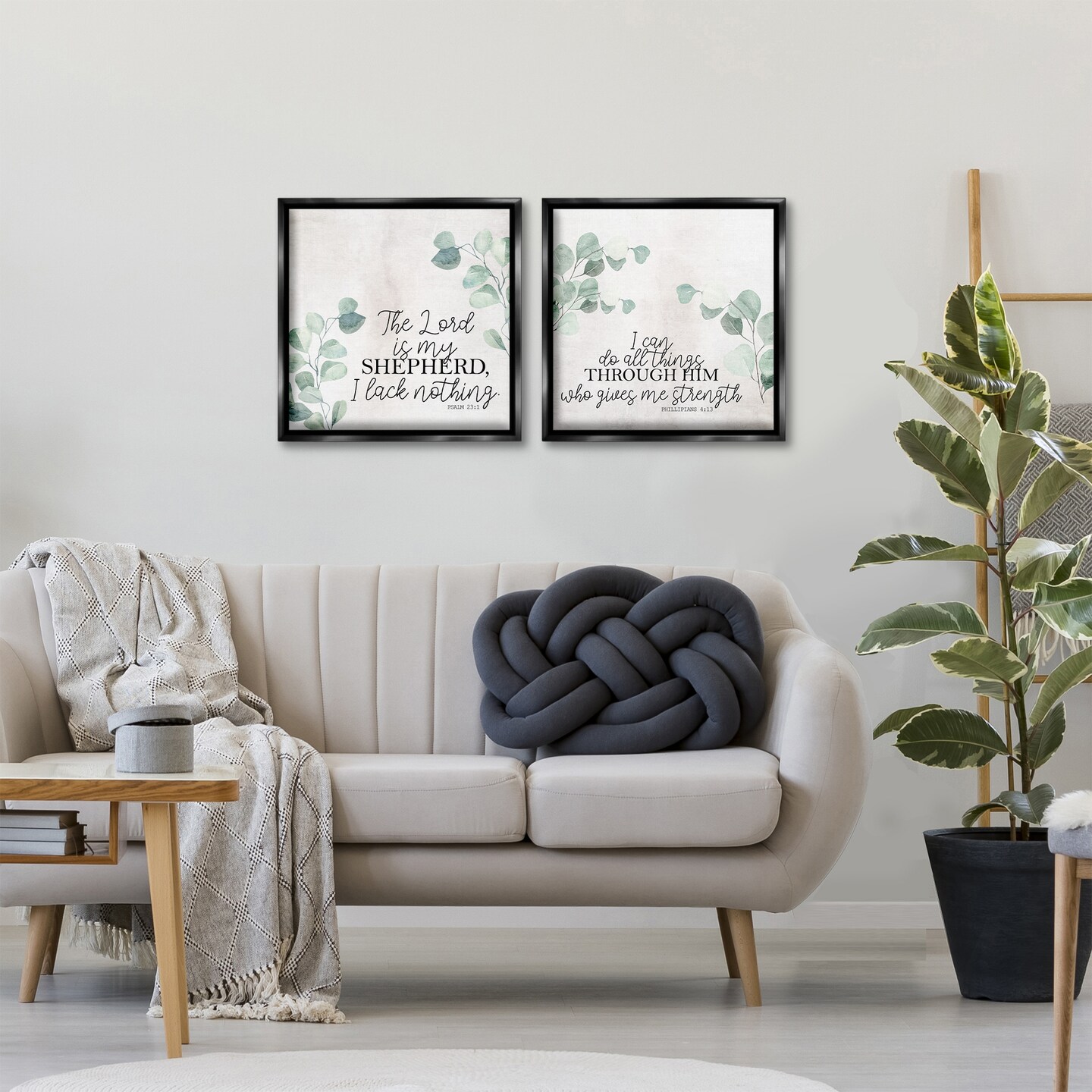 Stupell Industries Spiritual Scriptures with Eucalyptus 2pc Floating Frame Set By Kim Allen