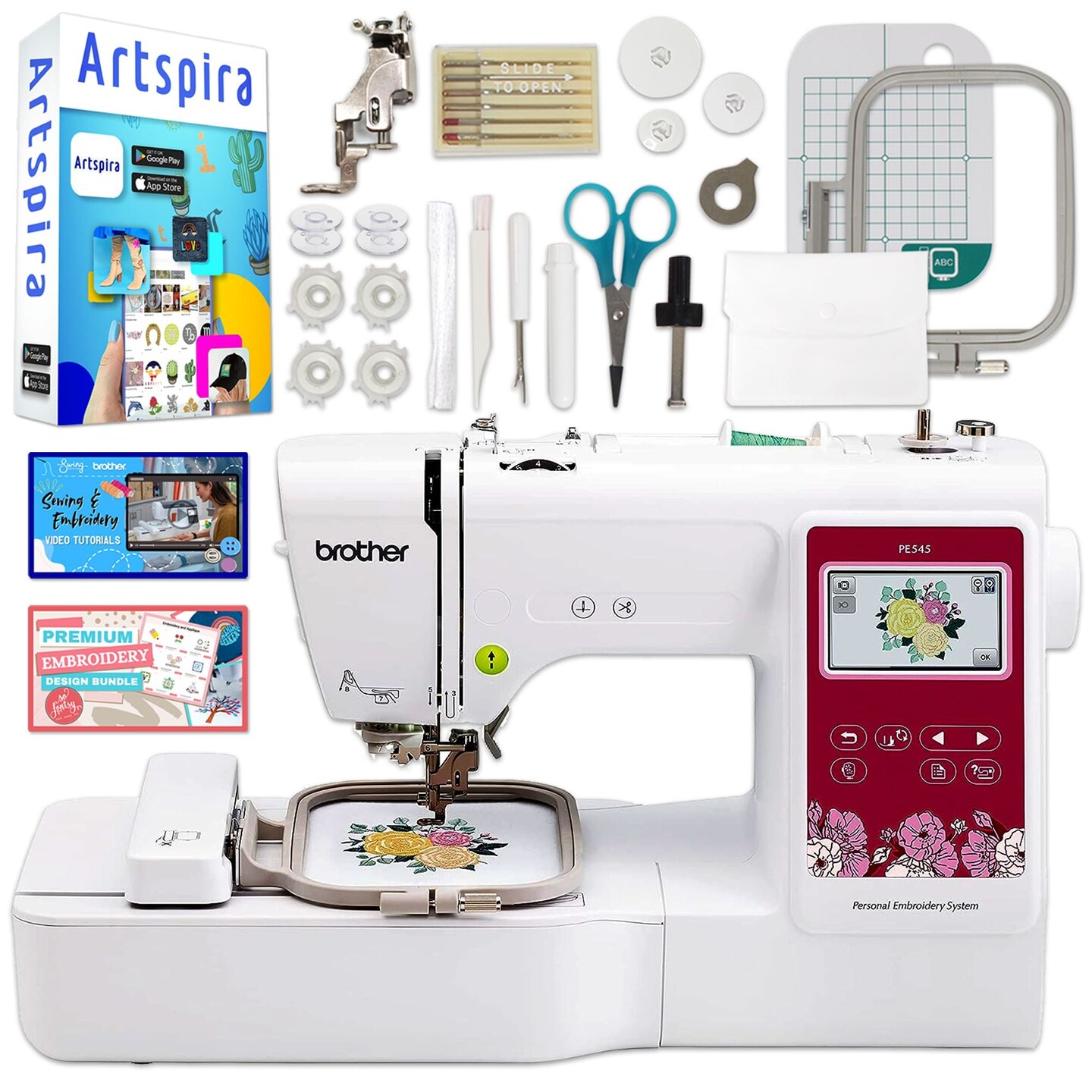 Brother PE545 Embroidery Machine with 4&#x22; x 4&#x22; Hoop &#x26; Accessories