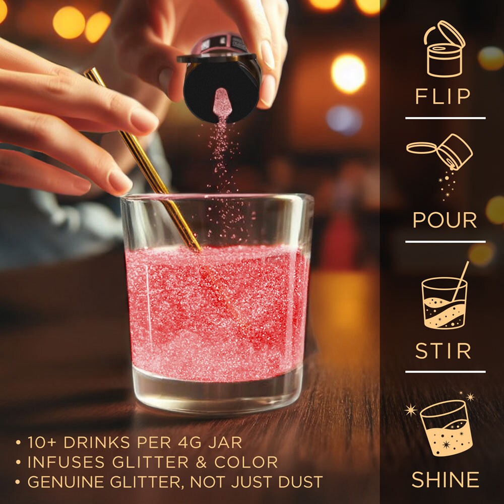 Brew Glitter - Red Edible Drink Glitter (4g, x1 Flip-Cap Jar) for Beer, Cocktails and Beverages