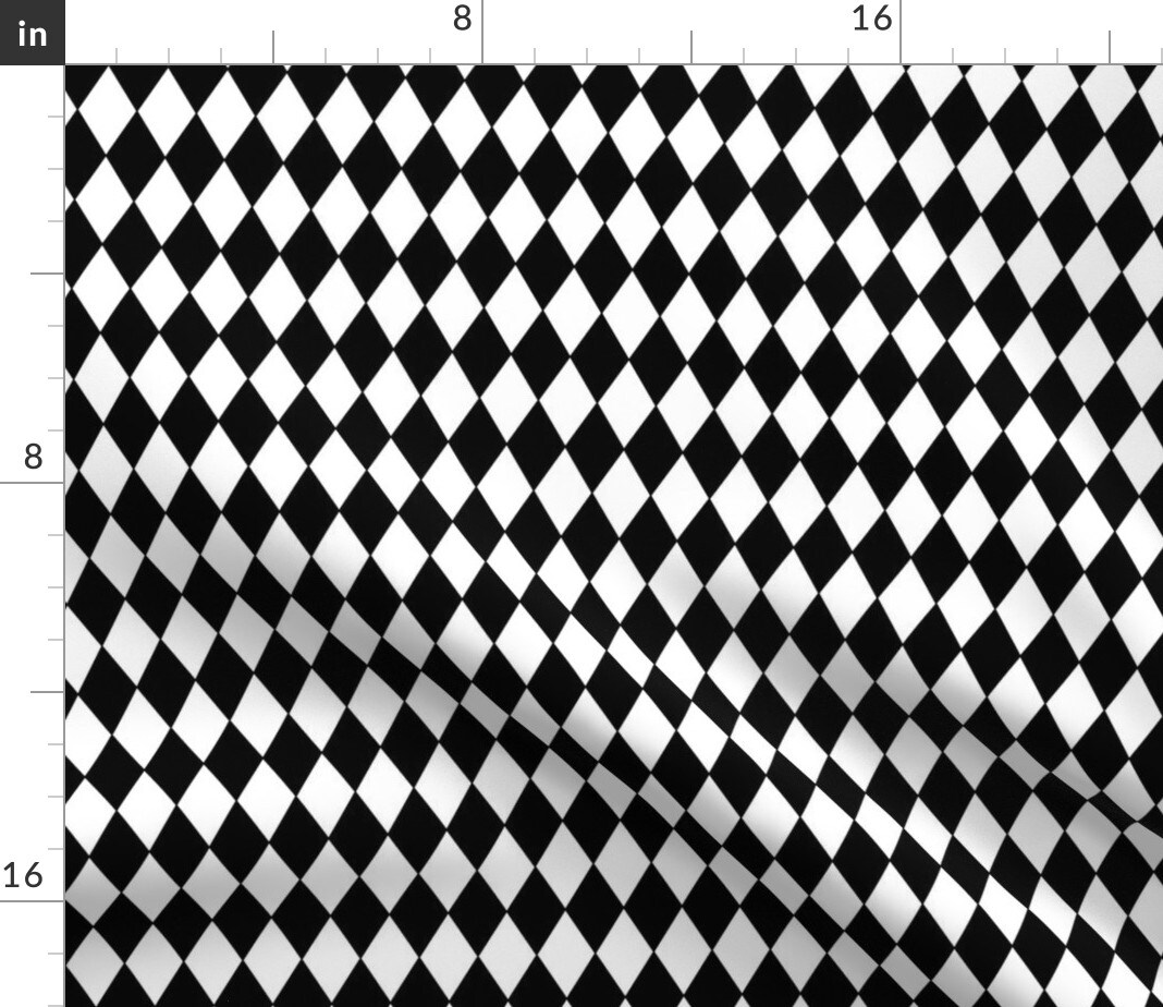 Diamonds Black White Small Diamond Check Geometric Custom Printed Fabric by Spoonflower Various Fabrics by the Yard or Fat Quarter