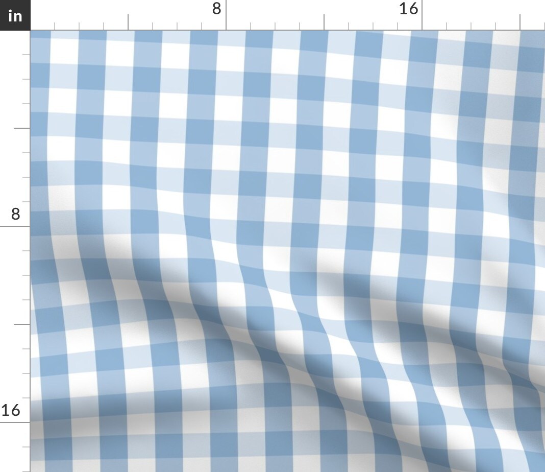 Pastel Blue Gingham Country Gingham Light Check Cowboy White Plaid Custom Printed Fabric by Spoonflower Various Fabrics by the Yard or Fat Quarter